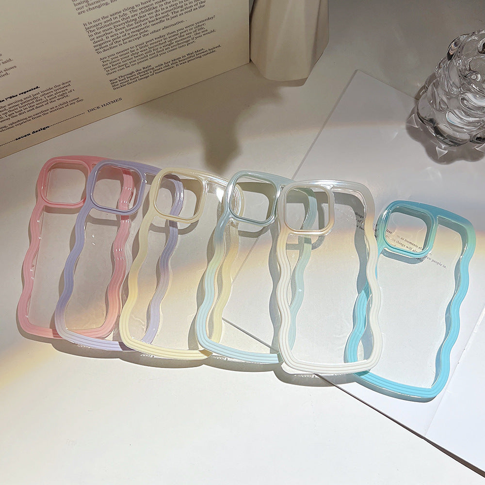 Wave Border Mobile Phone Case Solid Color Simple Candy Color Wave Border Mobile Phone Case Solid Color Simple Candy Color